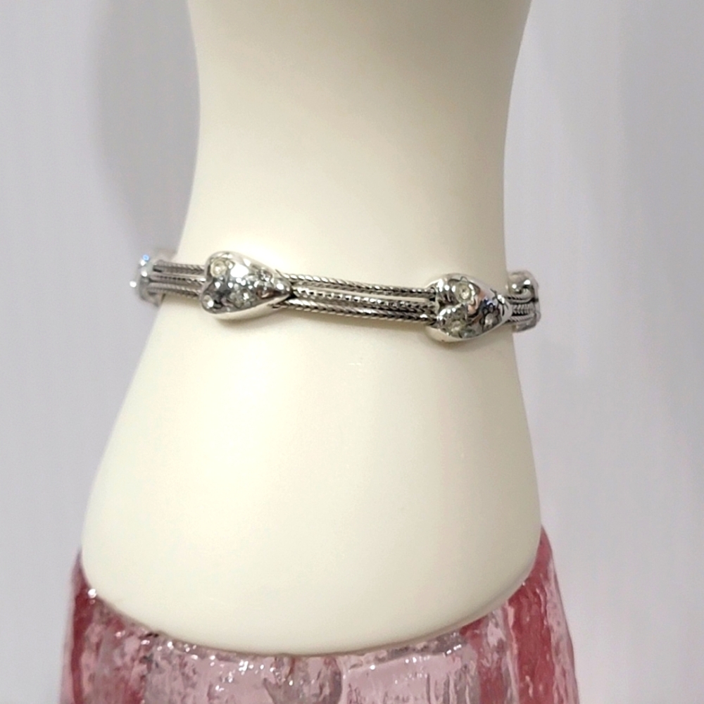 BRIGHTON RETIRED FIREWORKS HEARTS 3 STRAND BRACELET REVERSIBLE NWOT